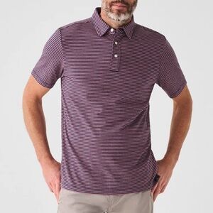 Faherty Men’s Movement Short Sleeve Polo in Spring Storm Stripe Size XL